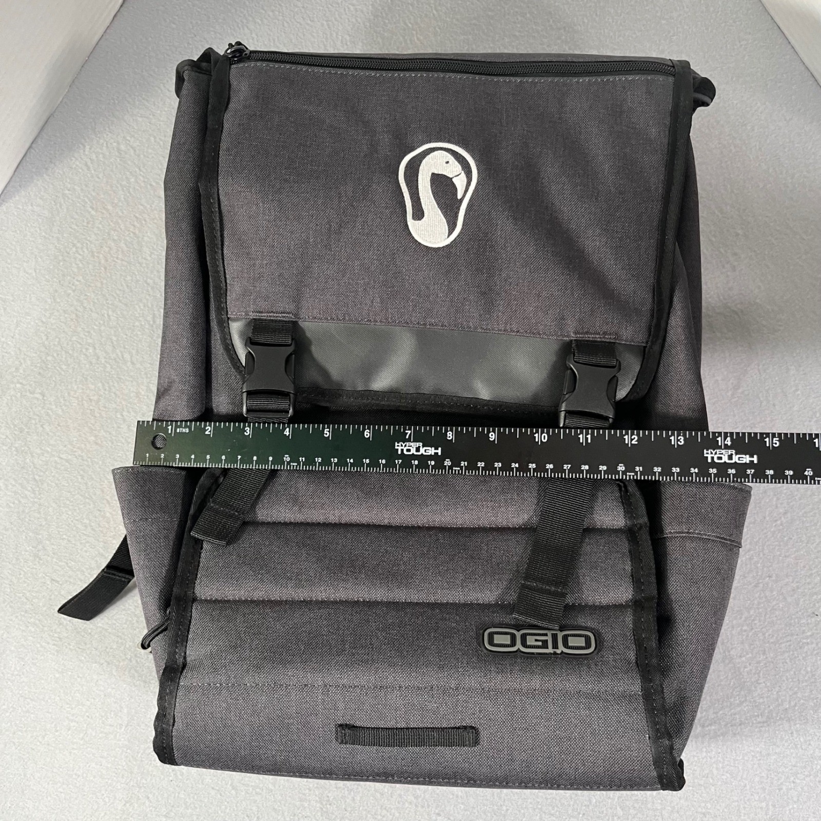 OGIO Dark Gray Backpack with Flamingo Logo Laptop School Travel Bag Padded