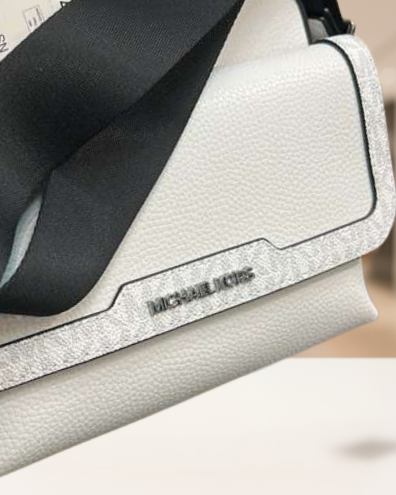 Michael Kors Cooper Medium Leather & Logo Flap Camera Crossbody Bag Bright White