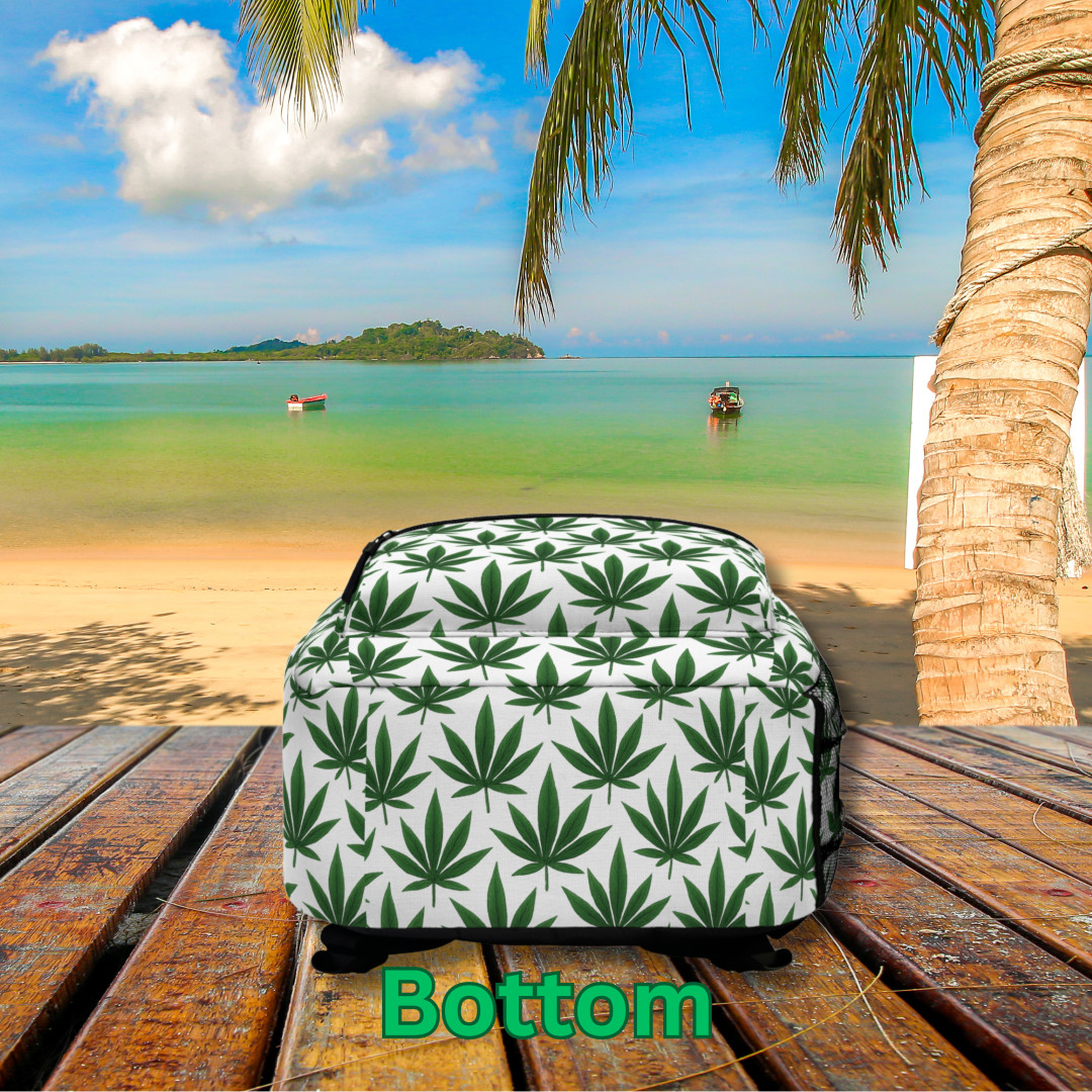 Cannabis Leaf Pattern Backpack | Marijuana Print Bag, Weed Lover Gift