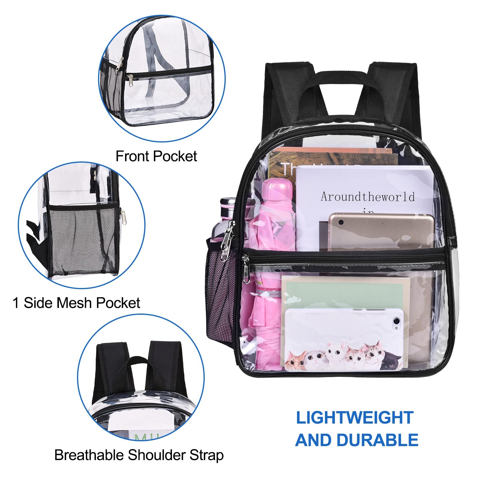 Clear Stadium Backpack 12x6x12 Waterproof for Events, Concerts, Sports