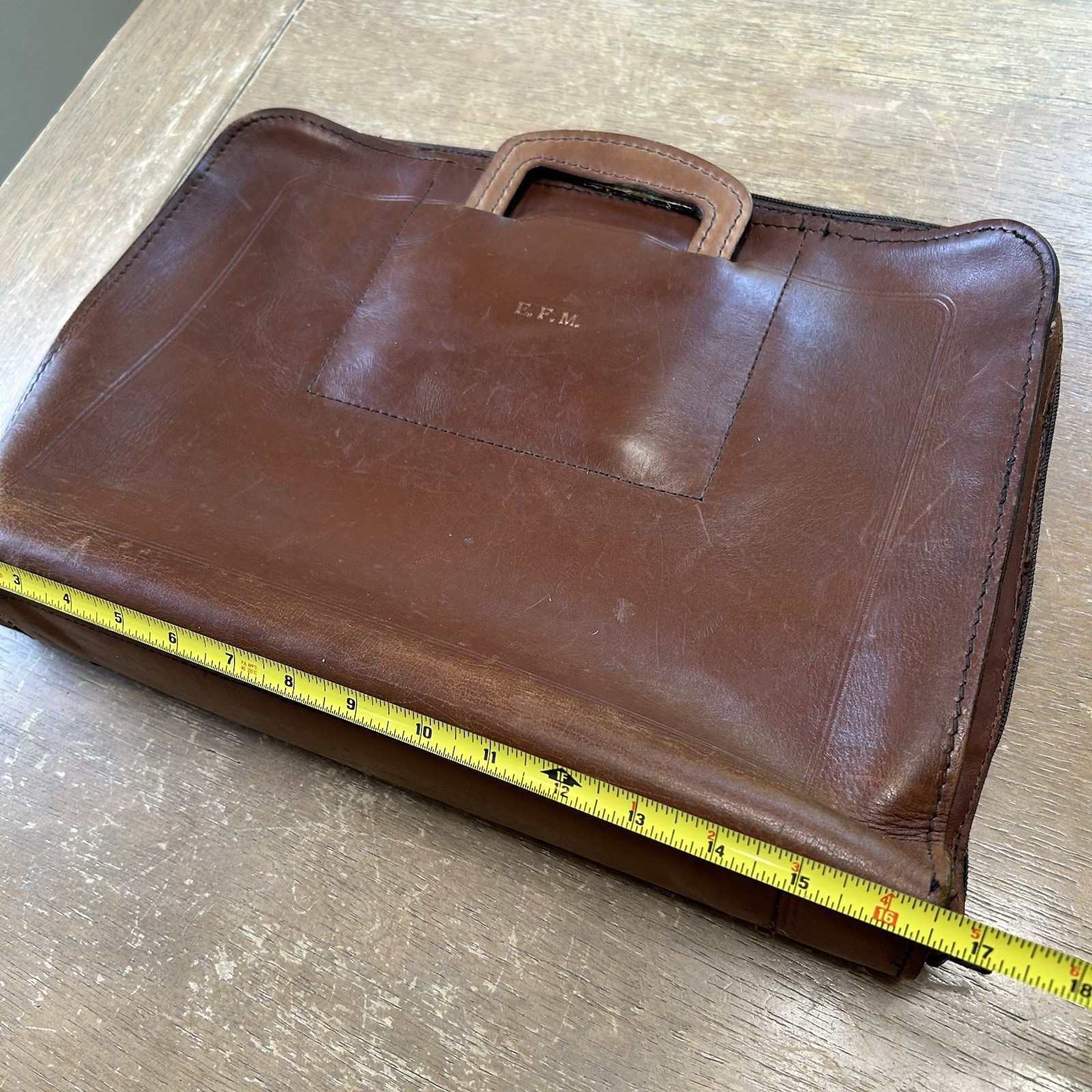 Schlesinger Leather Portfolio Attache California Saddle Leather Brown Vintage