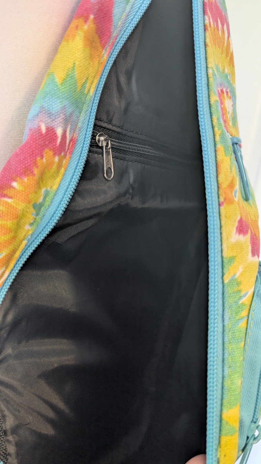Tie-Dye Multicolor Sling Crossbody Bag, Medium, Zip Closure, Pocketed