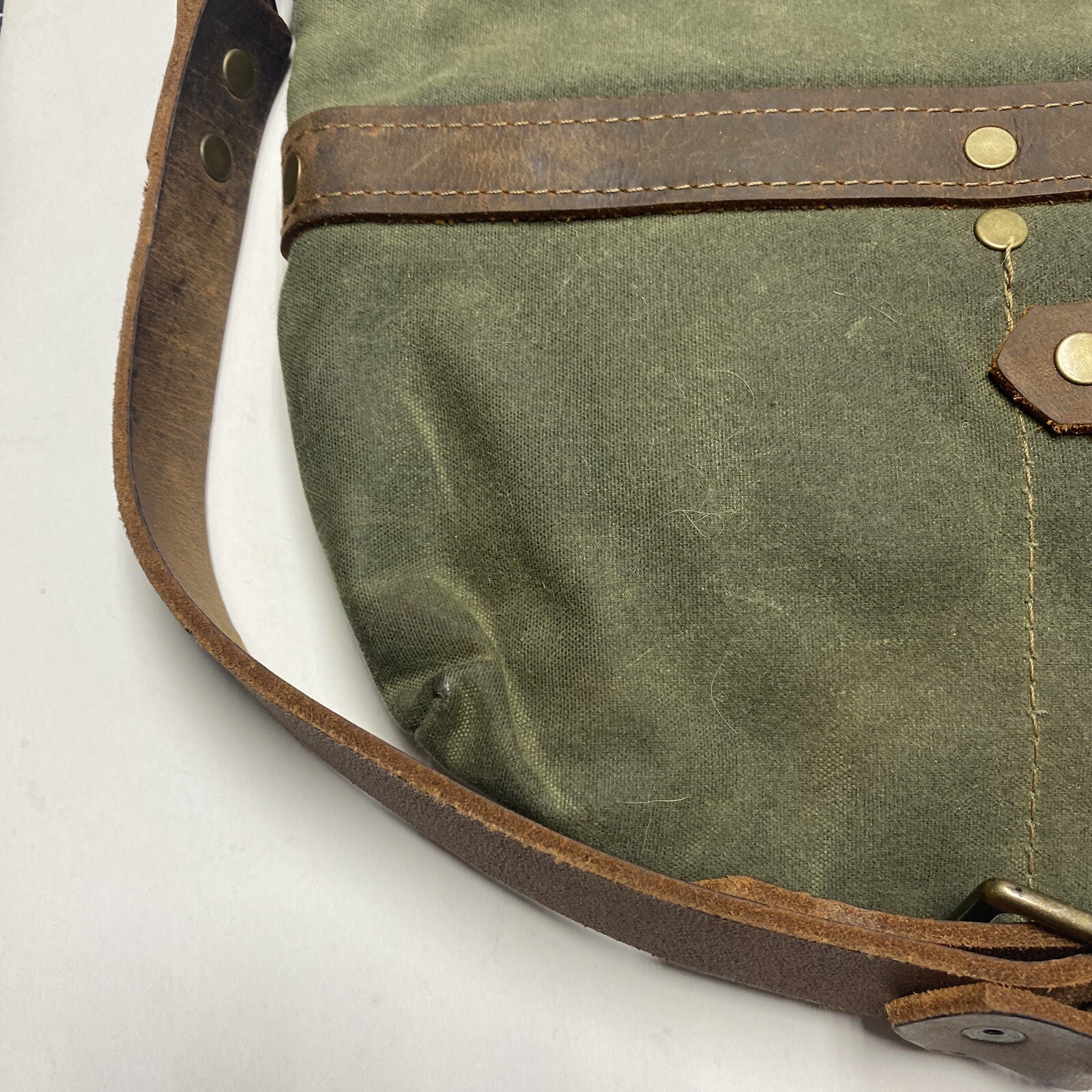 HANDMADE WAXED Canvas Leather TOTE Hand Bag W Pockets & Double Removable Straps