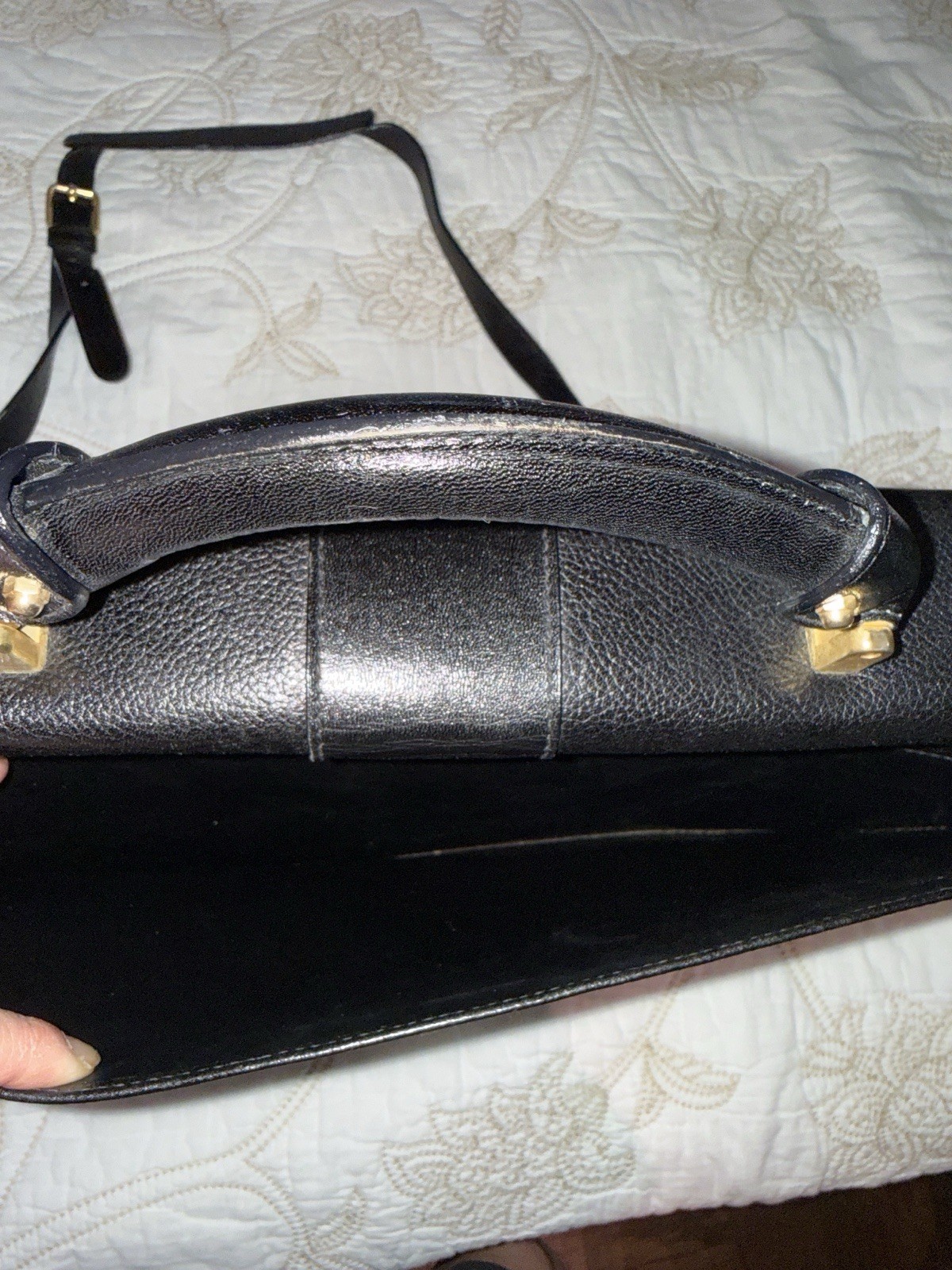 Bally Black Briefcase Document Case Detachable Strap Top Handle Push Lock Men