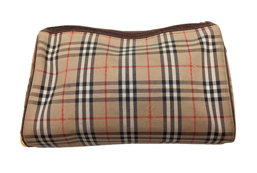 Authentic Burberrys Vintage Nova Plaid Clutch Bag Brown 15cm x 24cm x 5cm Damage