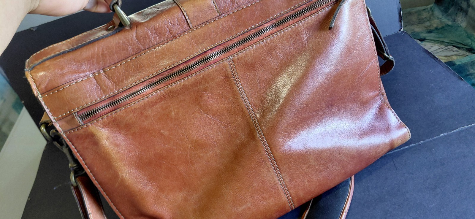 distressed heritage classic vintage executive tan leather briefcase mesenger Bag