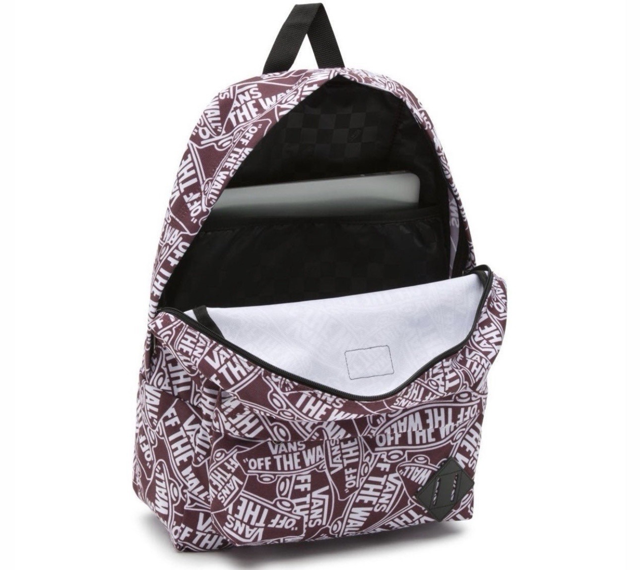 VANS OFF THE WALL All Over Print Burgundy Backpack New Old Skool
