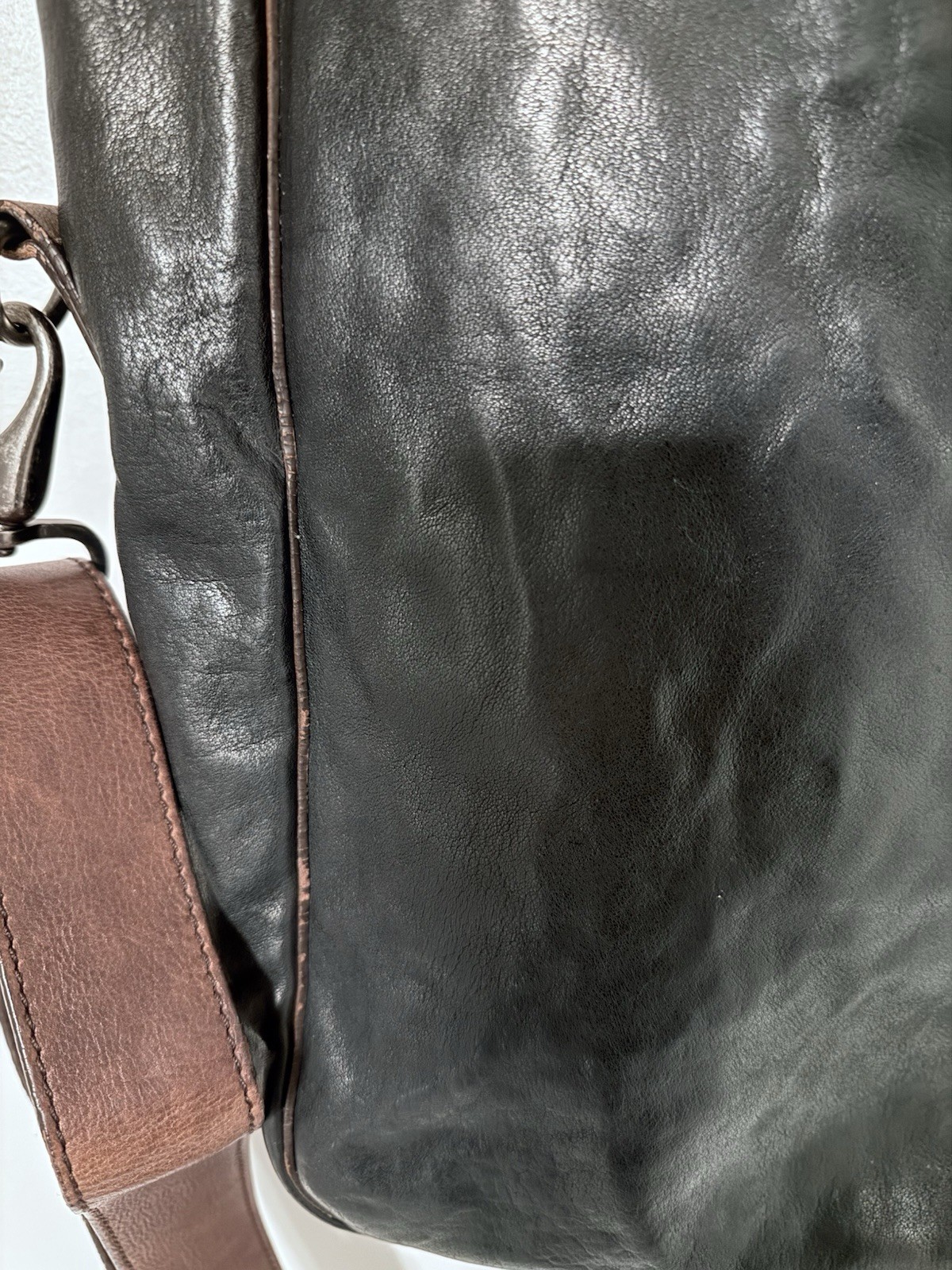 Cole Haan Vintage 15” Large Leather Shoulder Zip Top Bag