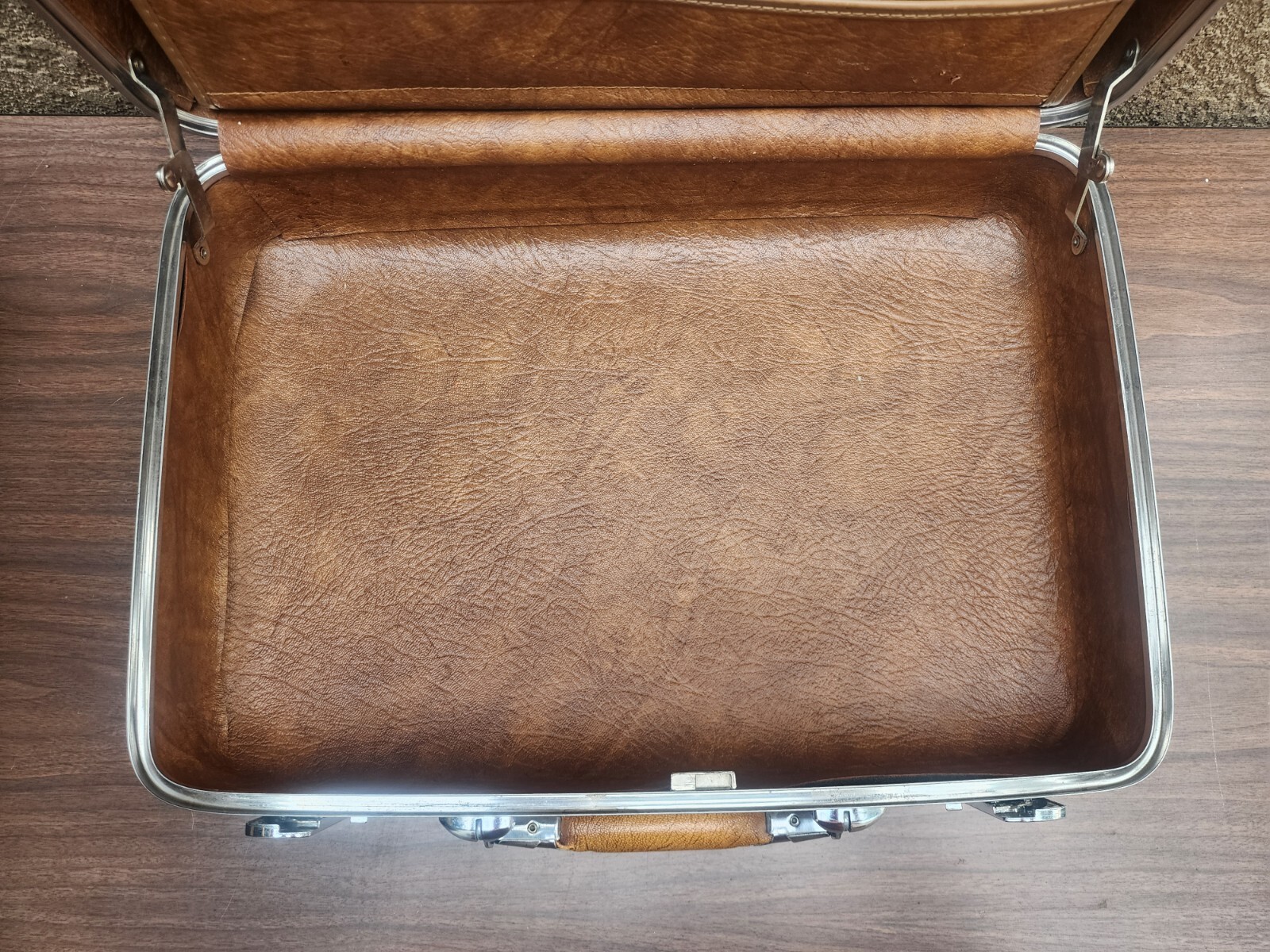 American Tourist Escort Briefcase with Vintage Hughes Aircraft stickers