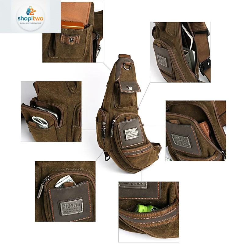 Ruil Wear Solid Canvas Bag Husband Crossbody Bags Mens Bag Casual