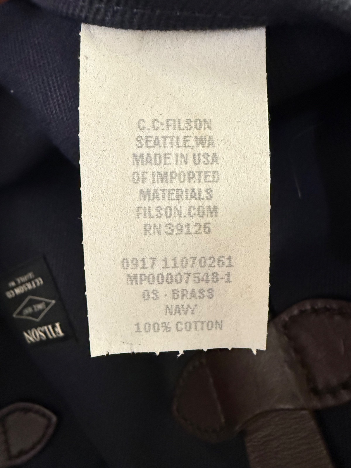Filson 261 Rugged Twill Zipper Tote Navy Made in USA New Without Tags