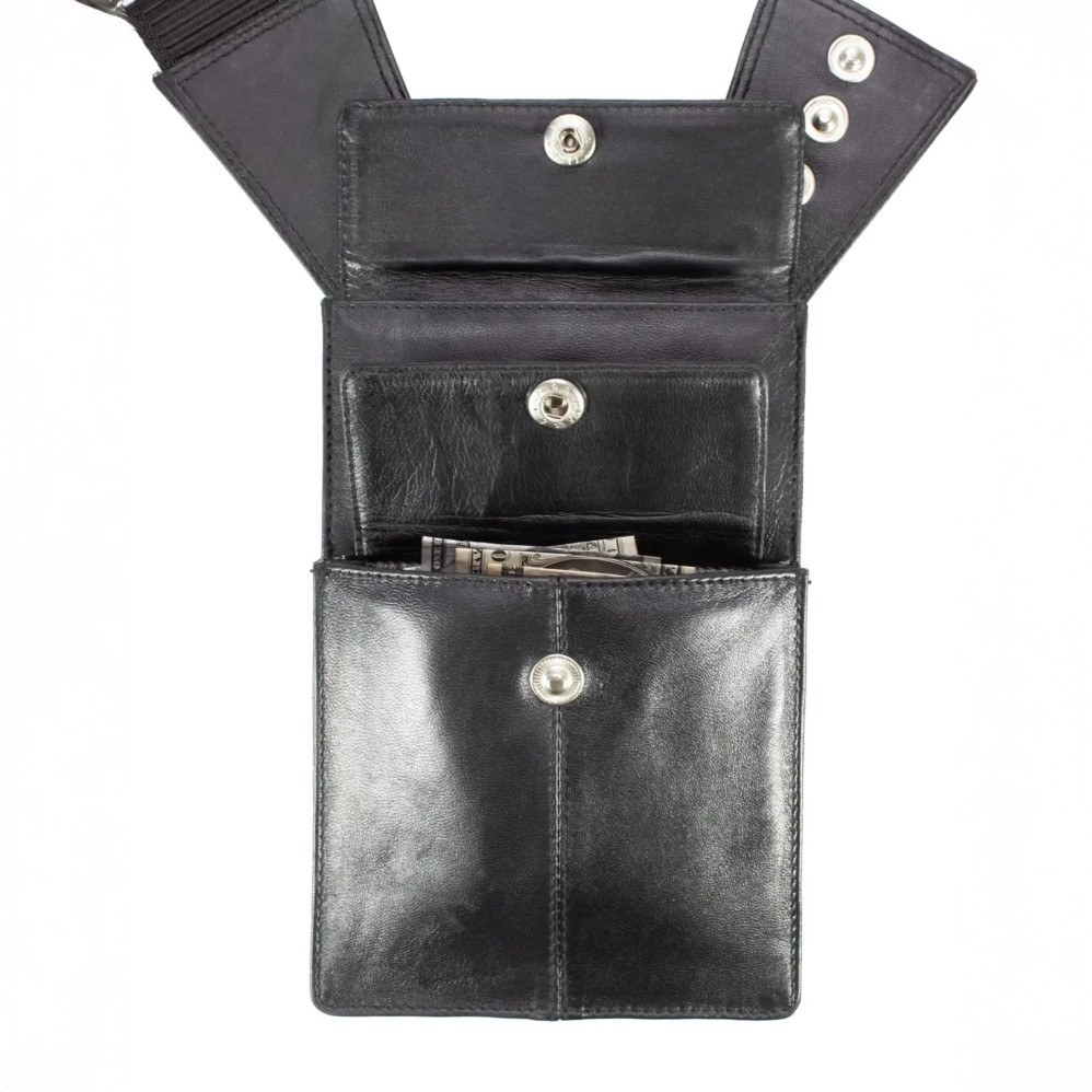 Black Men’s Leather Shoulder Gun Holster Bag Hidden Tactical Pouch USA Seller