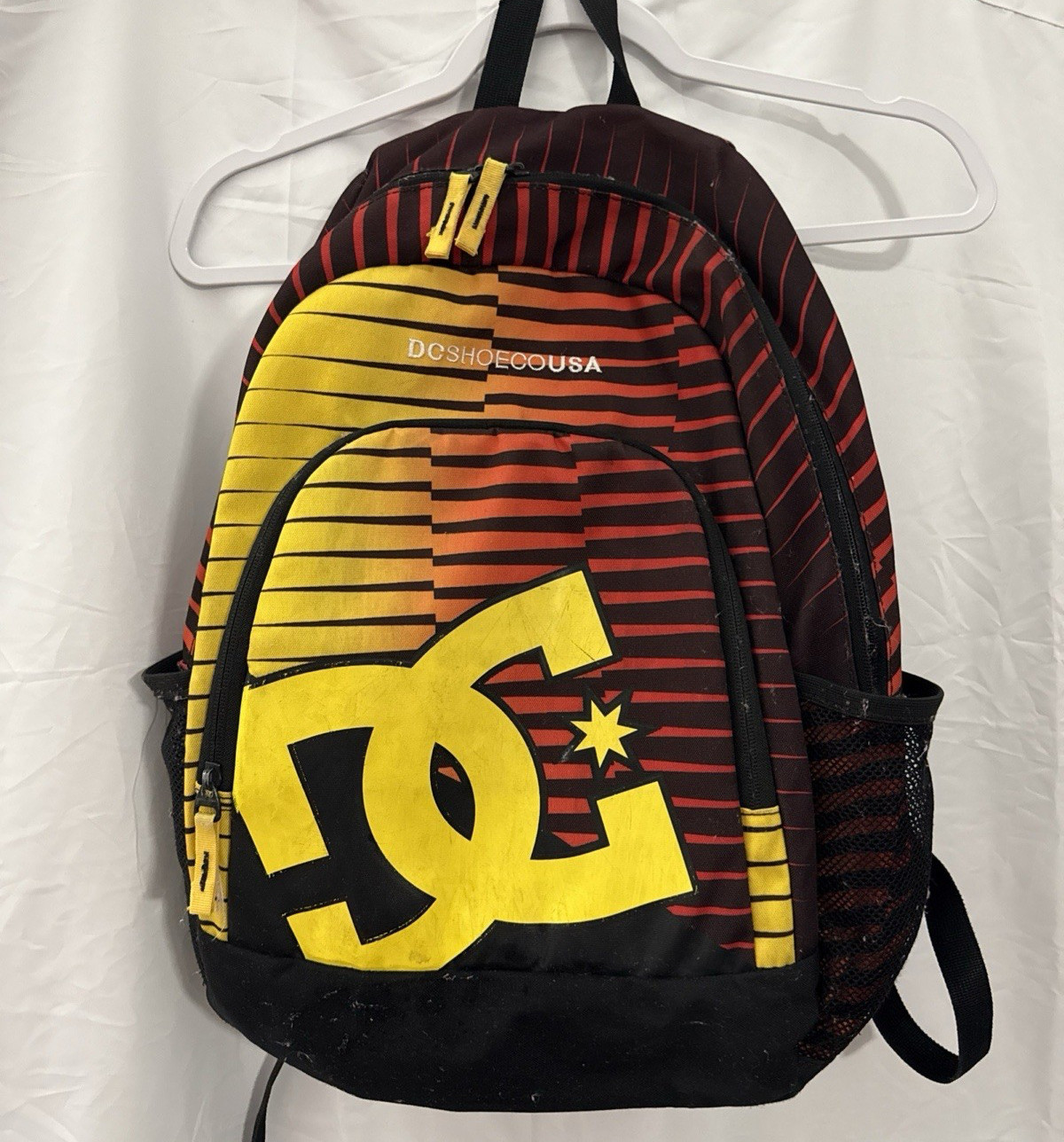 Vintage DC Shoes Skating Backpack RED YELLOW BLACK PRE OWNED