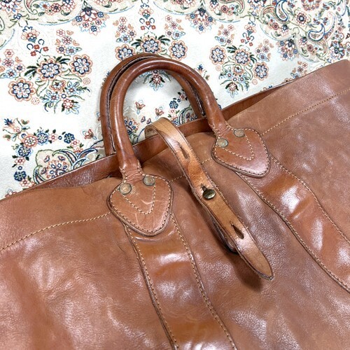 [B+, Size OS] RRL Double RL Tumbled Leather Tote Bag — Whisky Brown