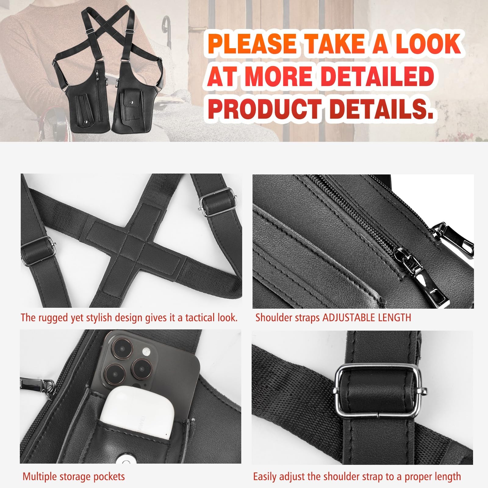 Men Double Shoulder Armpit Bag Anti Theft Hidden Adjustable Holster Travel Pack