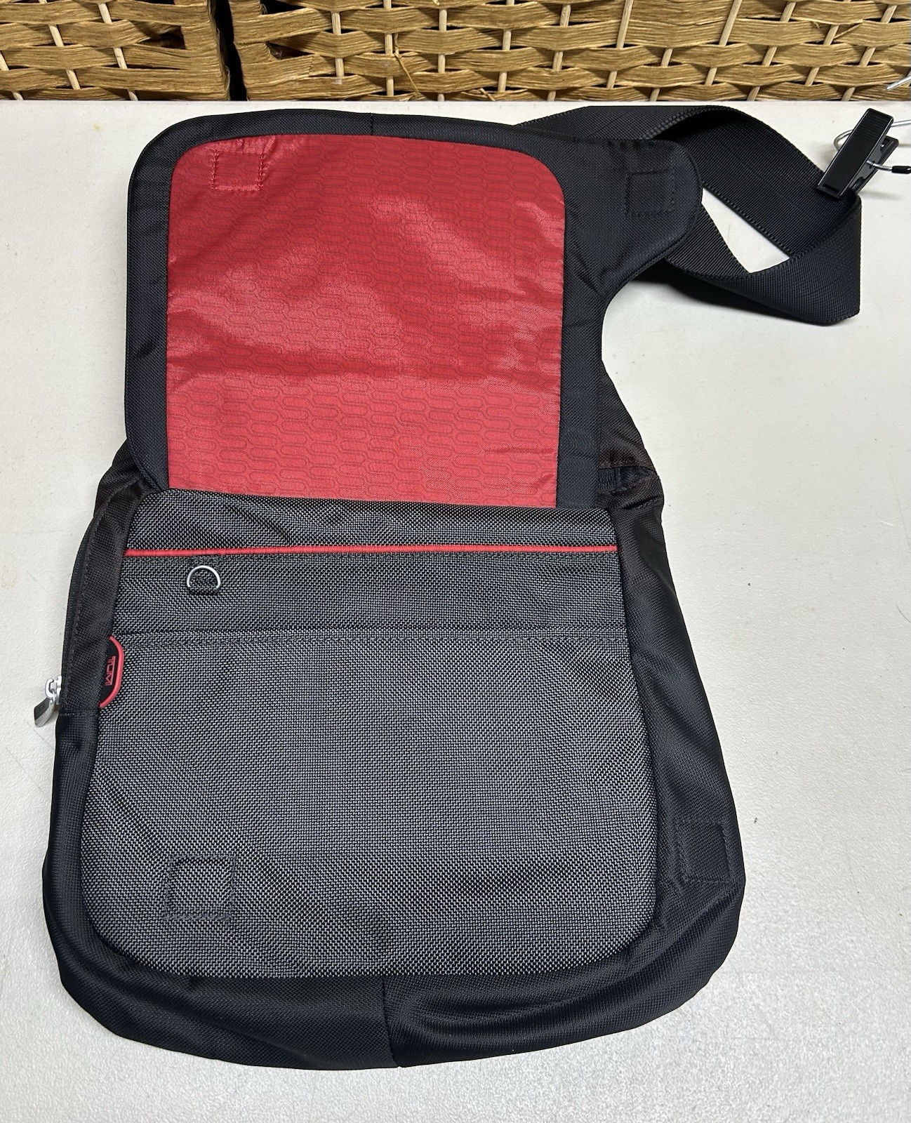 Tumi T-Tech Nylon Mckenna Crossbody Bag Black & Red 5123D Purse
