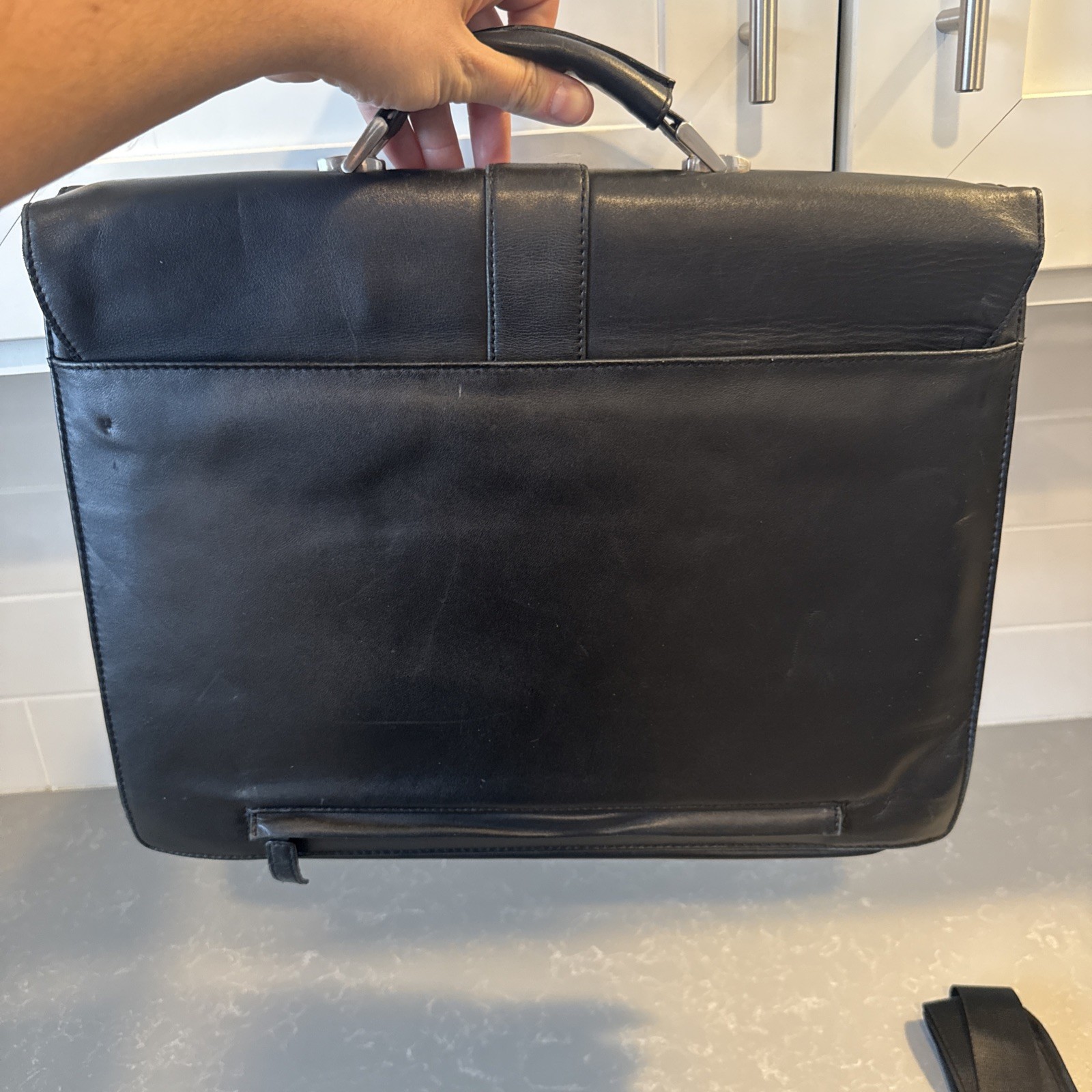VTG Bosca America Napa Leather Briefcase Black Italian Business Messenger Bag
