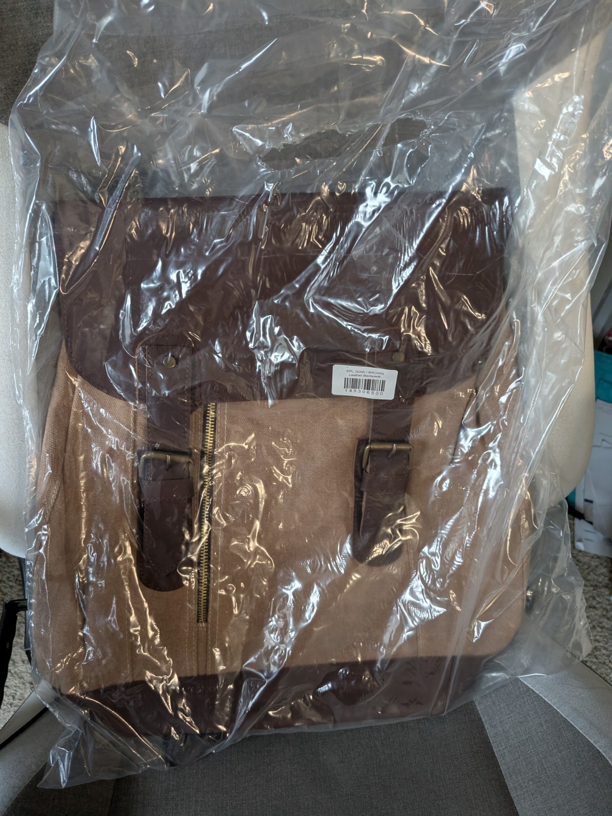 God of War Ragnarok Brown Leather Backpack 16.5″ Adjustable Strap Buckle Bag NEW