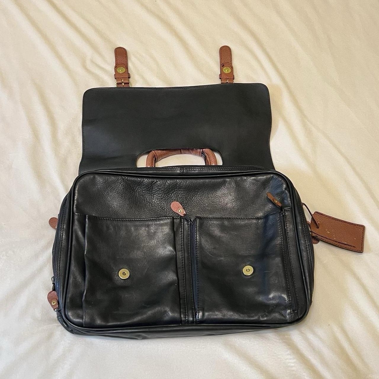 Wilson Players Brown Black Briefcase Adjustable Strap Inner Pockets Lined
