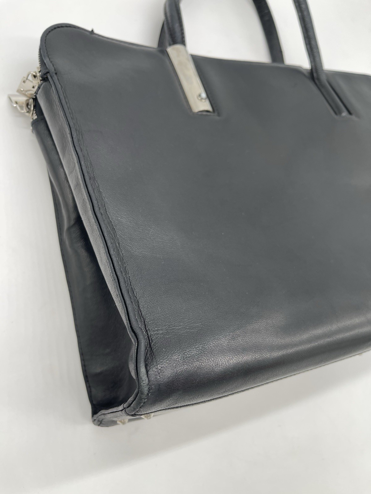 MONTBLANC Black Leather Briefcase Laptop Satchel Work Bag Travel Tote Classic