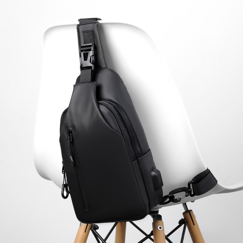 Men’s Sling Backpack Waterproof Anti-theft Shoulder Crossbody Bag Chest USB Port