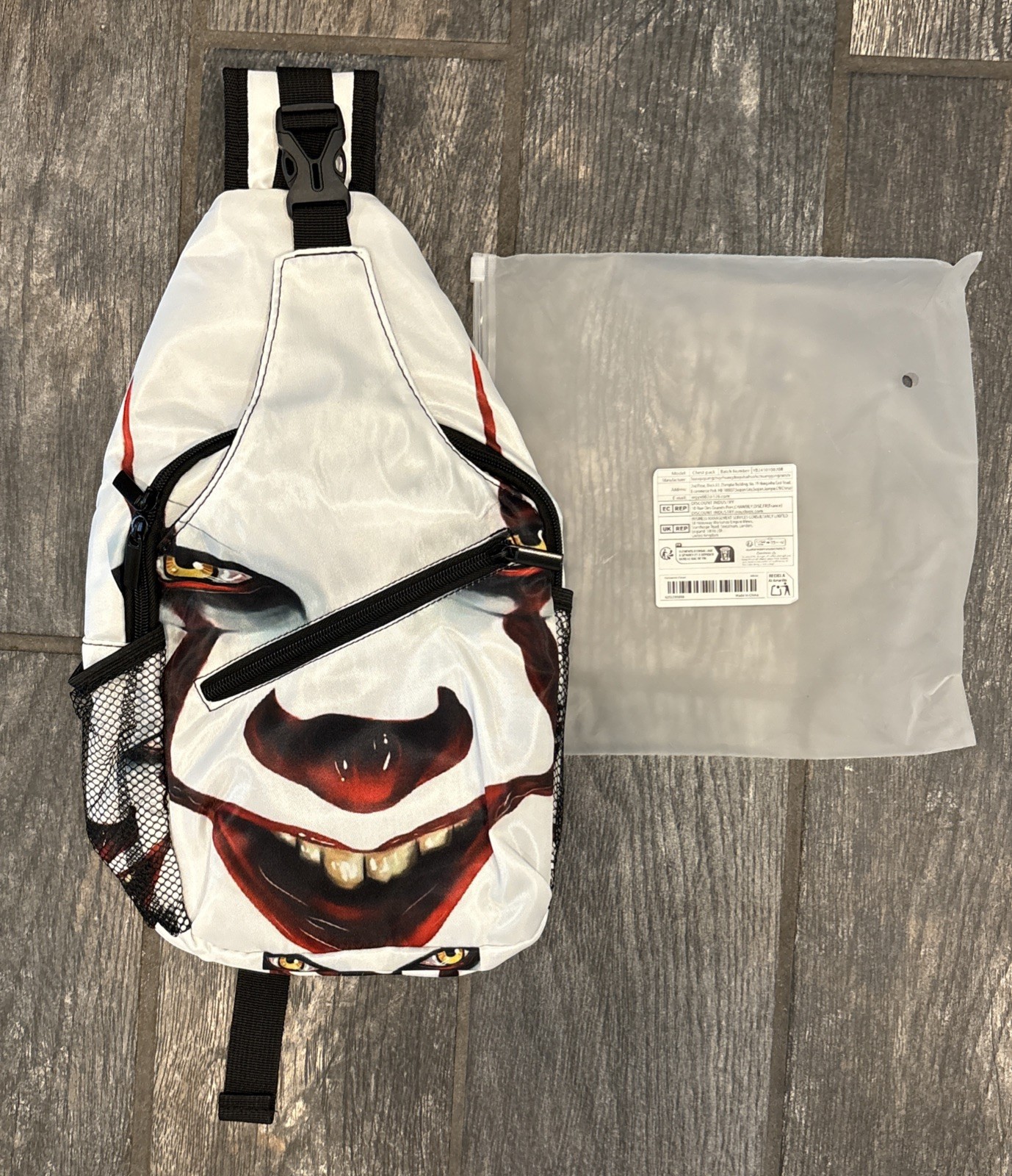 Halloween It Clown Chest Pack One Shoulder Crossbody Bag Scary Horror Frightened