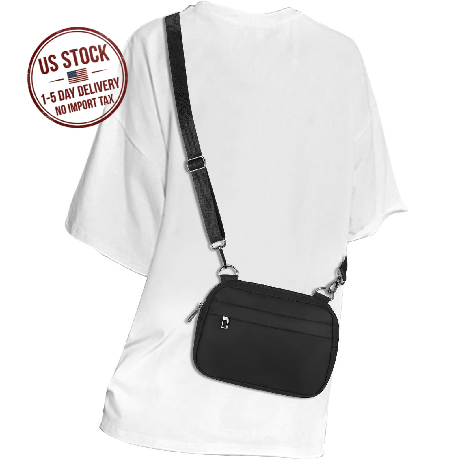 Small Crossbody Bag for Women Belt Bag Fanny Pack Adjustable Strap Black
