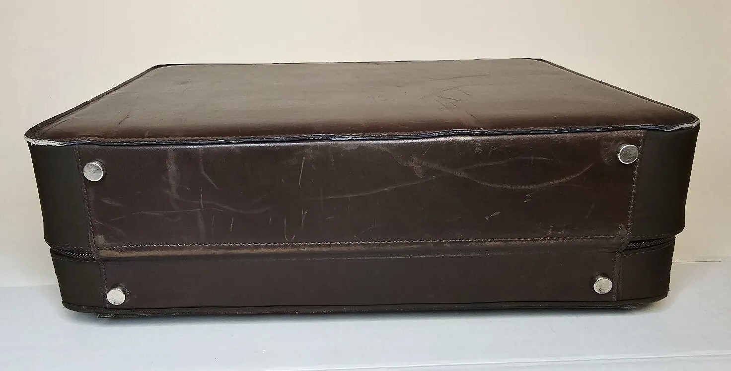 BRUNO MAGLI Brown Leather Compact Briefcase made in Italy Office Bag