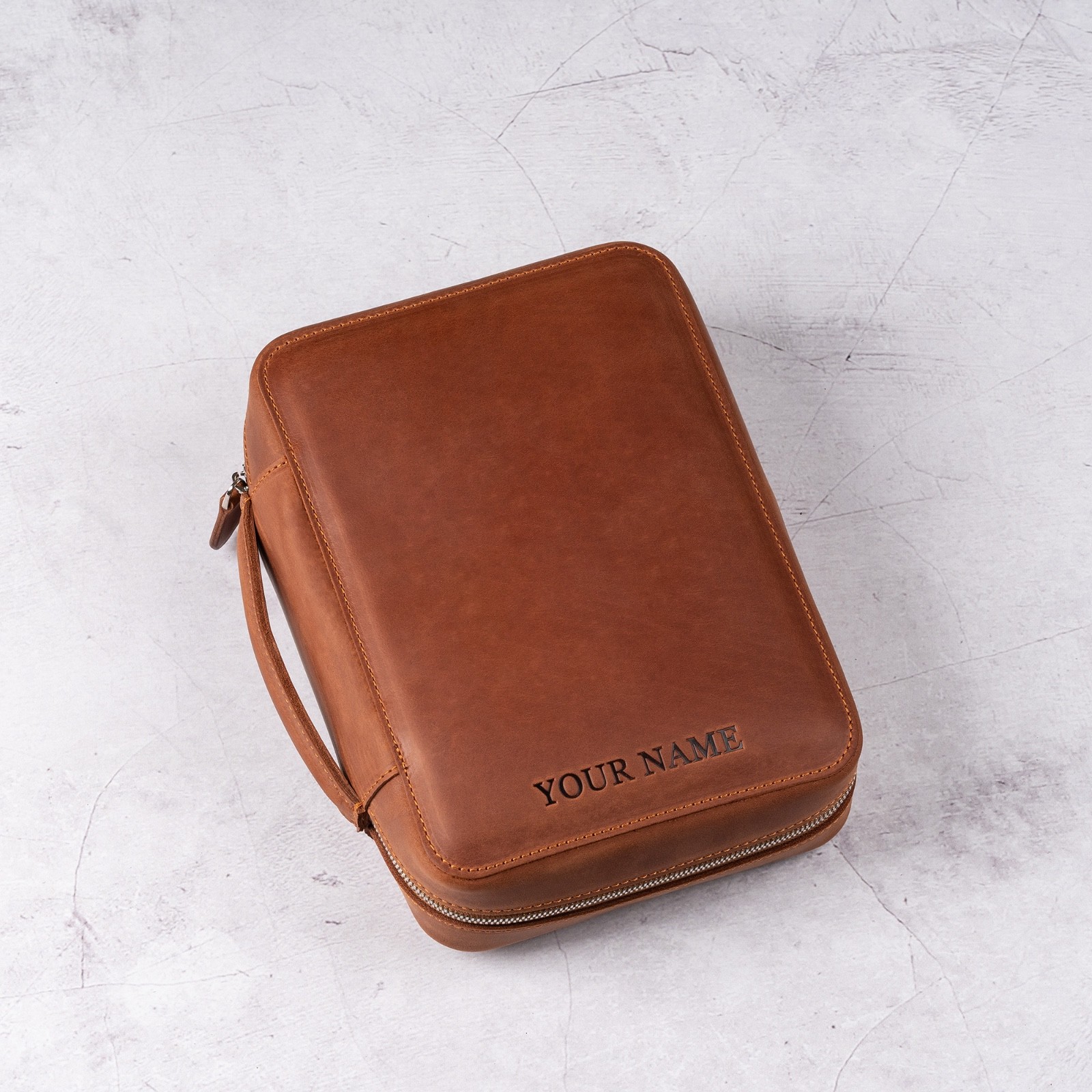 Leather Cigar Case Personalized Cigar Holder Travel Humidor Box Accessories