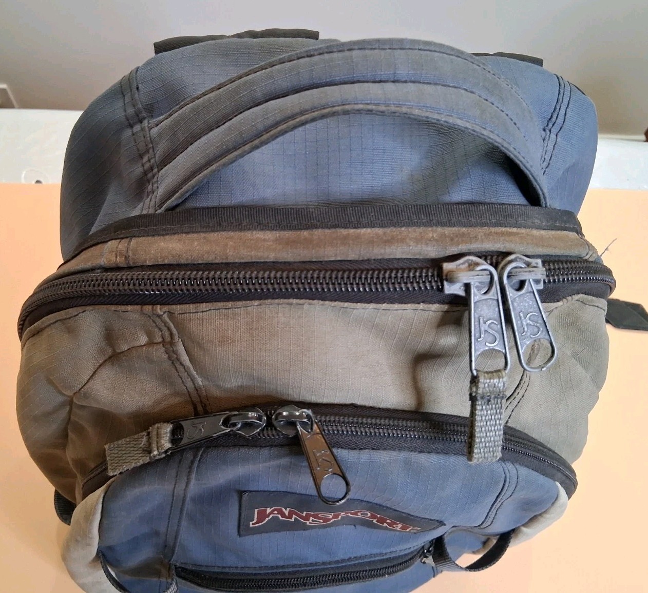 🤩 Vintage JANSPORT Blue Brown Bl. Multi Compartment Backpack Unisex School Bag