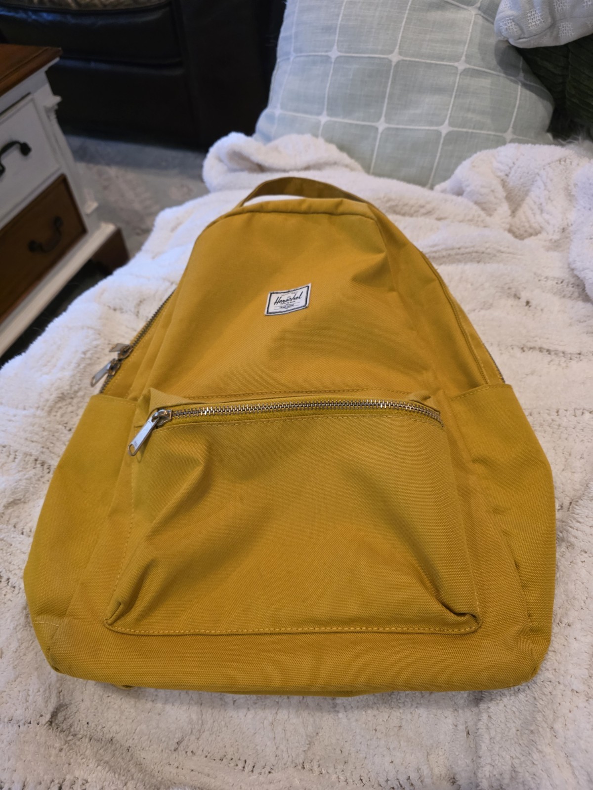 Herschel Supply Co Mustard Yellow Backpack Zip Front Pocket School Travel Bag