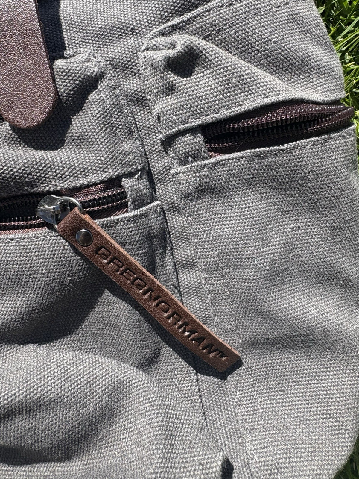 GREENORMANT Gray Brown Backpack Buckle Zip Men’s Adjustable Strap Outer Pockets