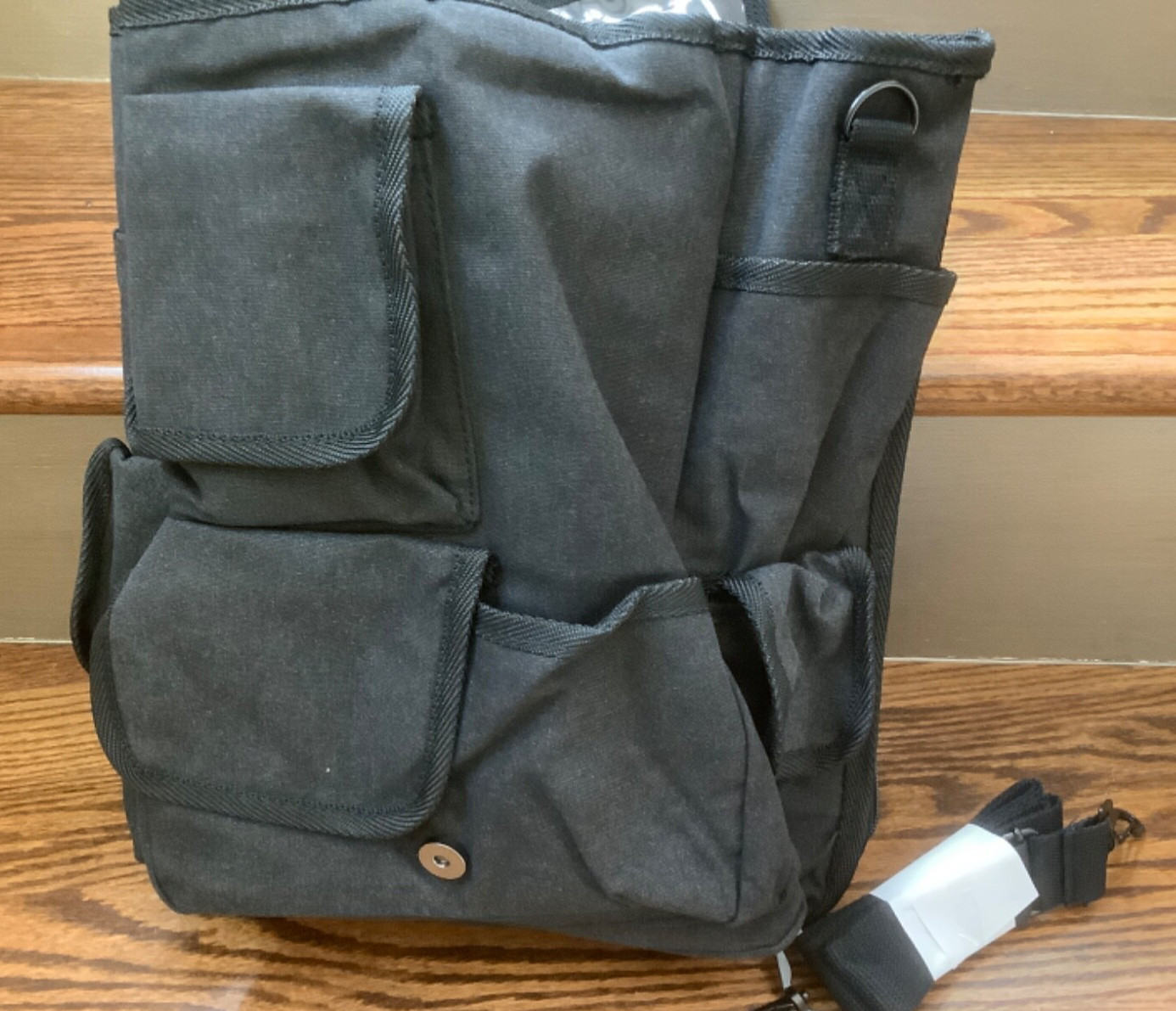 Bella Russo Messenger Travel Bag 14″ Black Canvas (New)