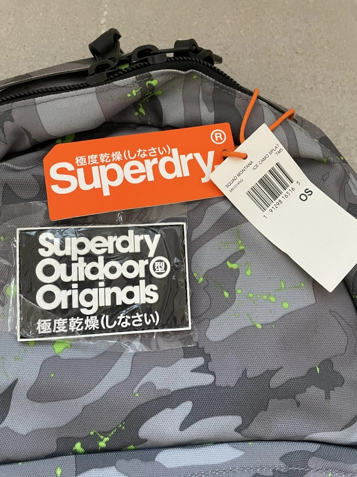 Superdry Outdoor Originals Japanese Camo Print Grey Backpack – New With Tags