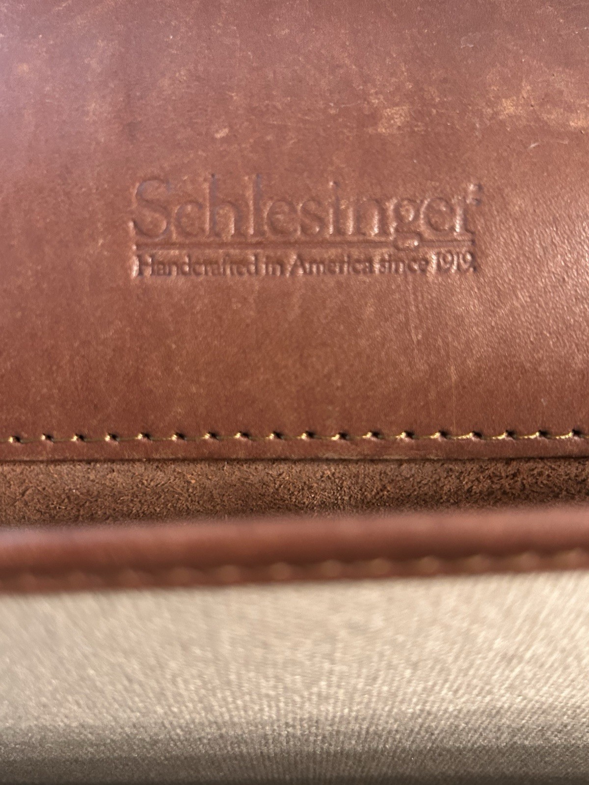Schlesinger Vintage Brown Leather Briefcase With Working Combination Lock