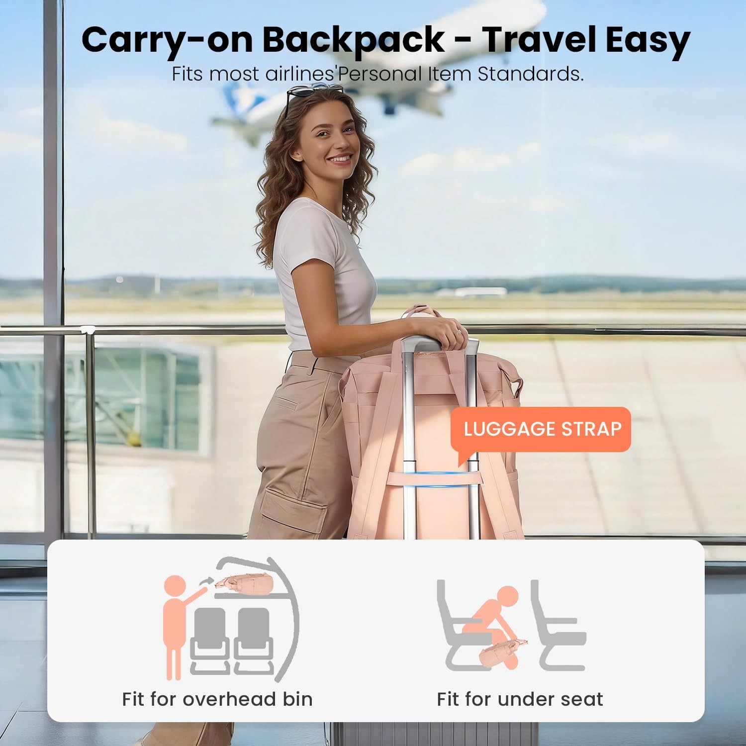 Ultra Lightweight Waterproof CarryOn Daypack 15.6in Laptop Backpack Pink