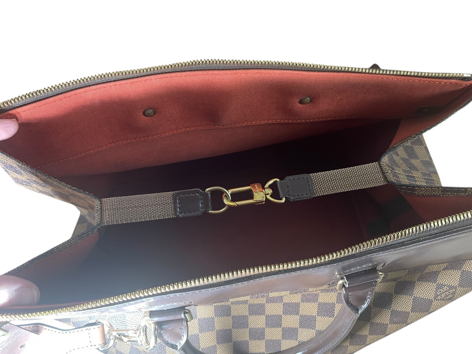 LOUIS VUITTON Damier Ebene Greenwich Canvas Leather Travel Gym Tote Bag Weekend