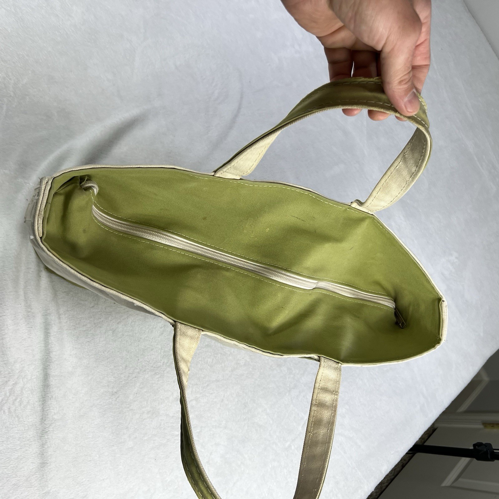 Vintage Distressed LL Bean Large “Nichole” Zipper Top Boat And Tote Canvas Bag