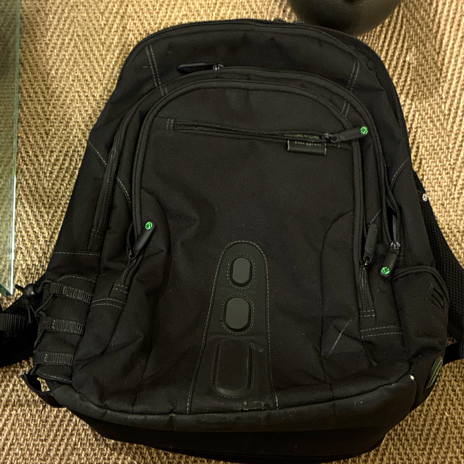 Black Multi-Compartment Zip Backpack w/ Padded Adjustable Straps & Pockets