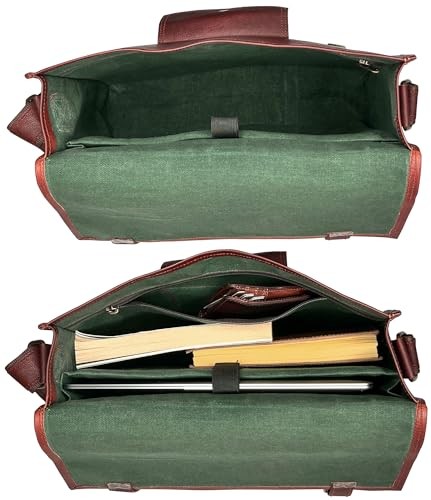 Leather Messenger Bag for Men – 14″ Full Grain Leather Laptop 14 Inches (Brown)