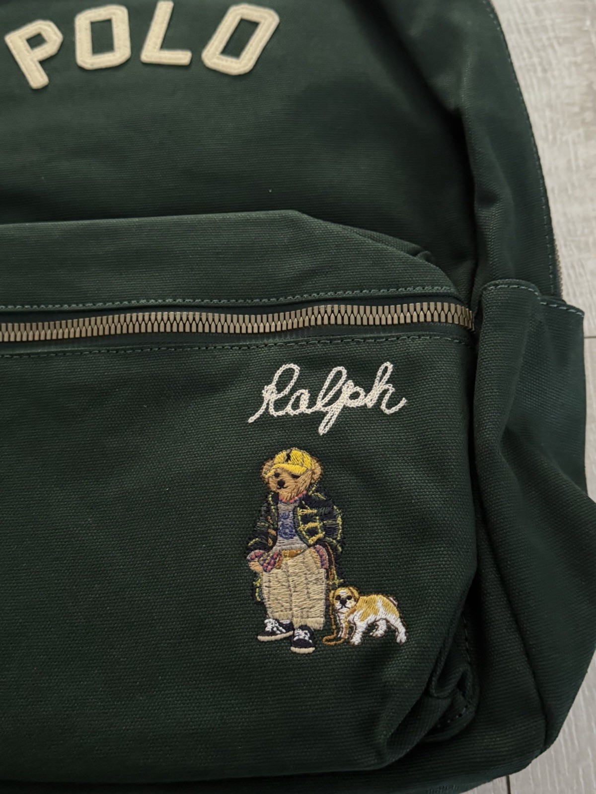 Polo Ralph Lauren Dark Green Varsity Polo Bear Backpack New