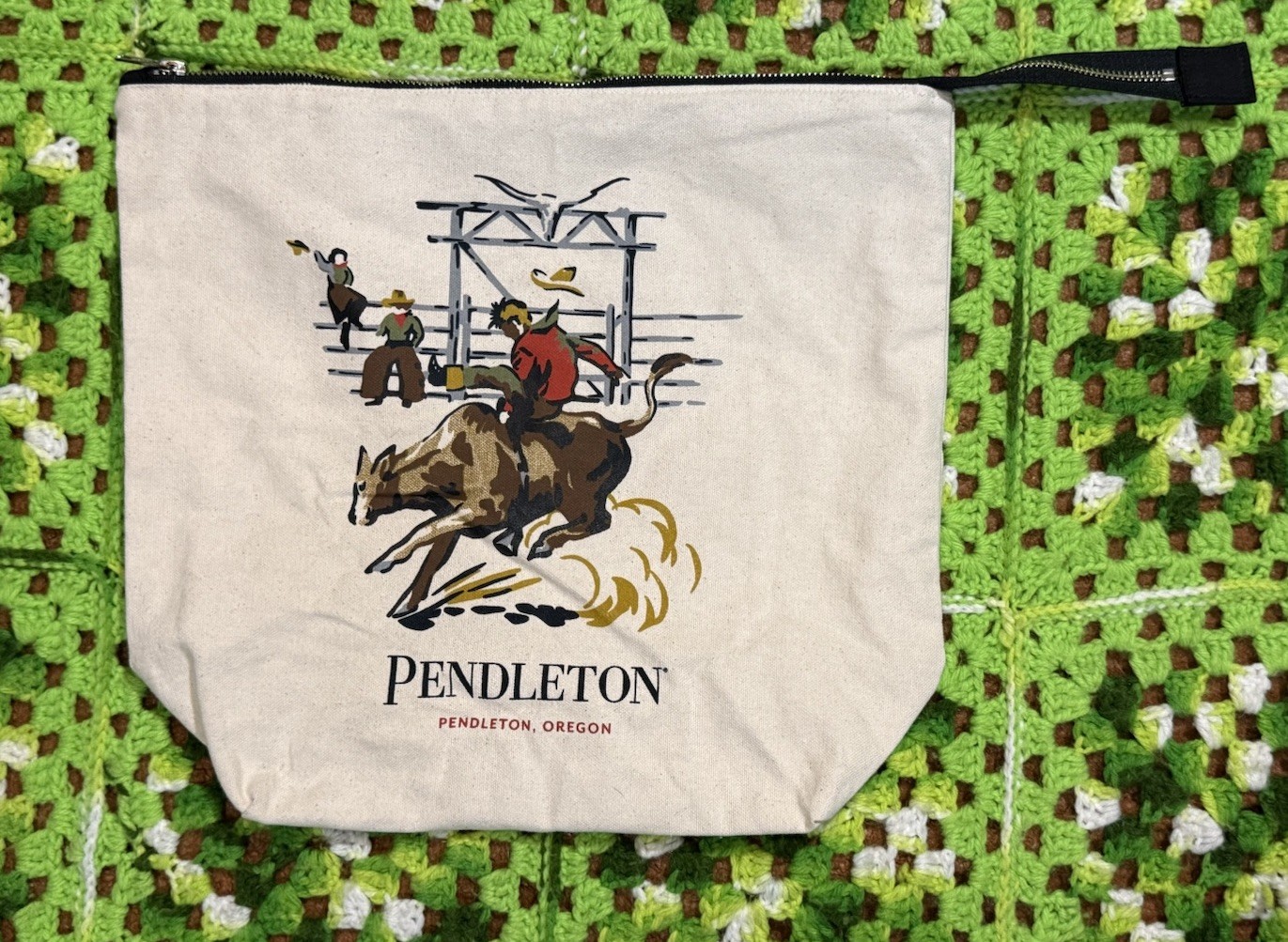 Pendleton Oregon Rodeo Whisky Cotton Zip Bag Travel Work Carry All