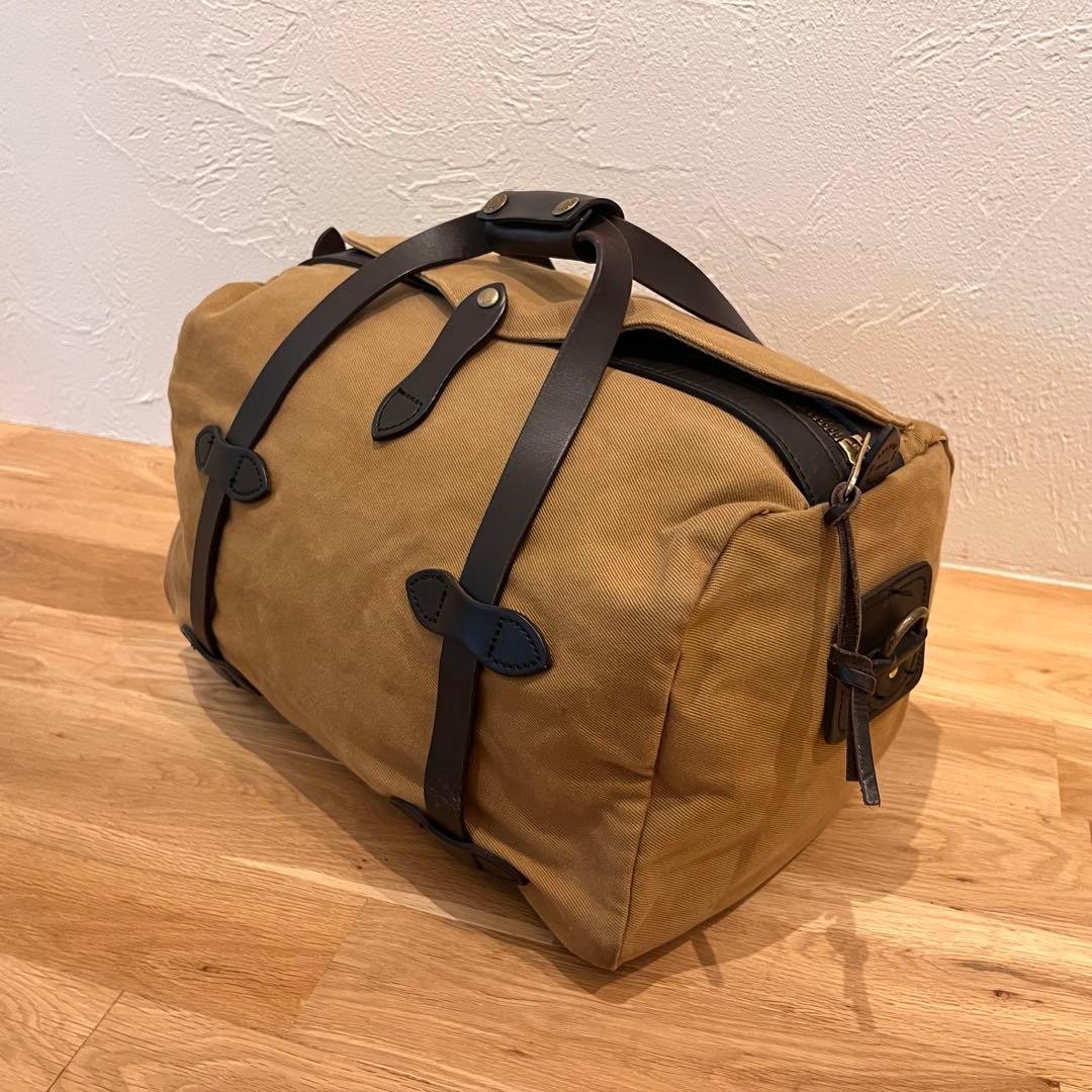 FILSON Small Duffel Bag Canvas Leather Shoulder Bag Beige Used