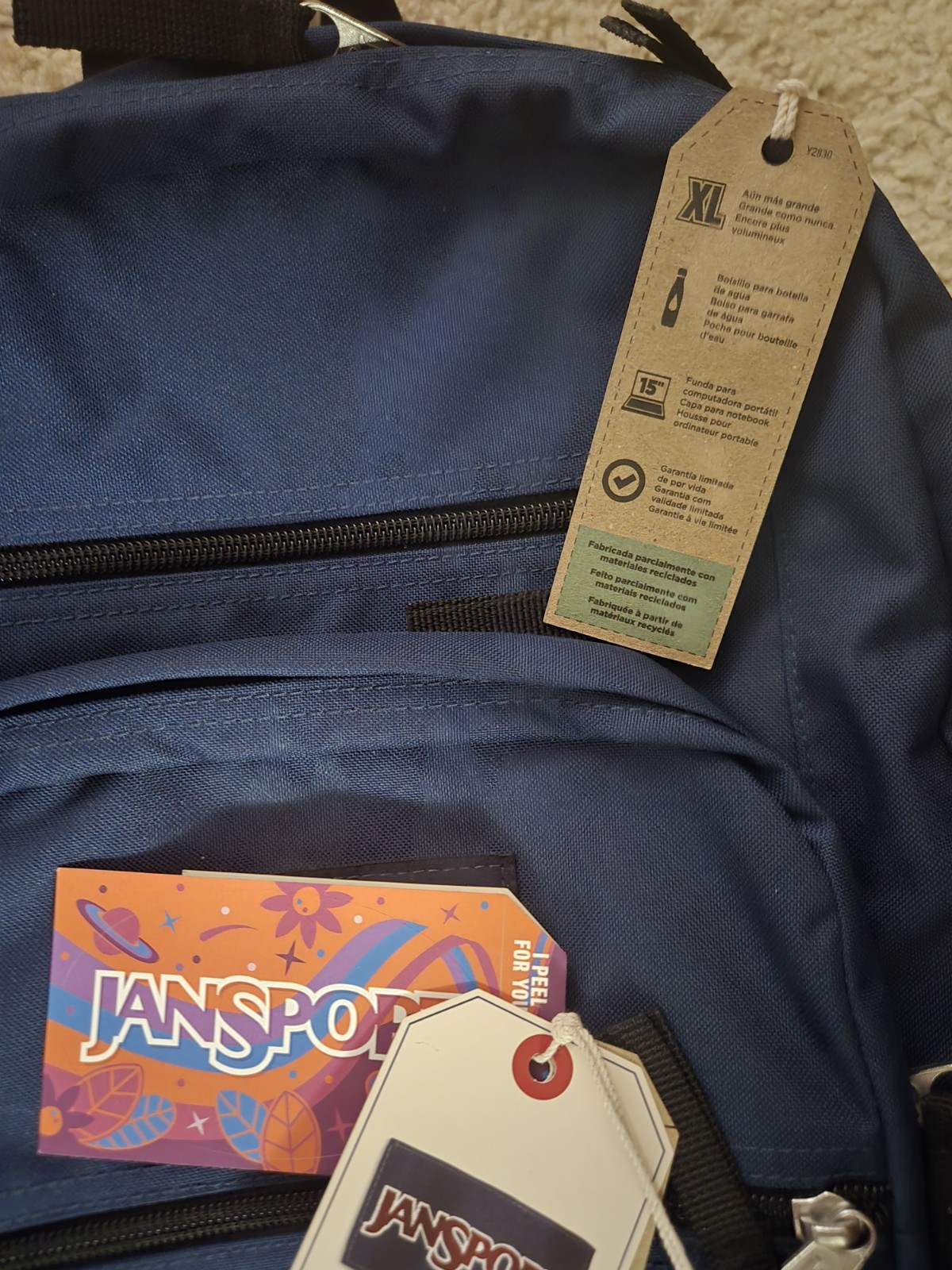 JanSport Big Student Navy Blue Backpack w/ laptop sleeve (JS0A47JK04S) NWT