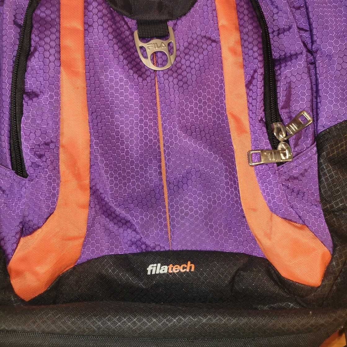 Fila Tech Purple And Orange Backpack With Multiple Pockets