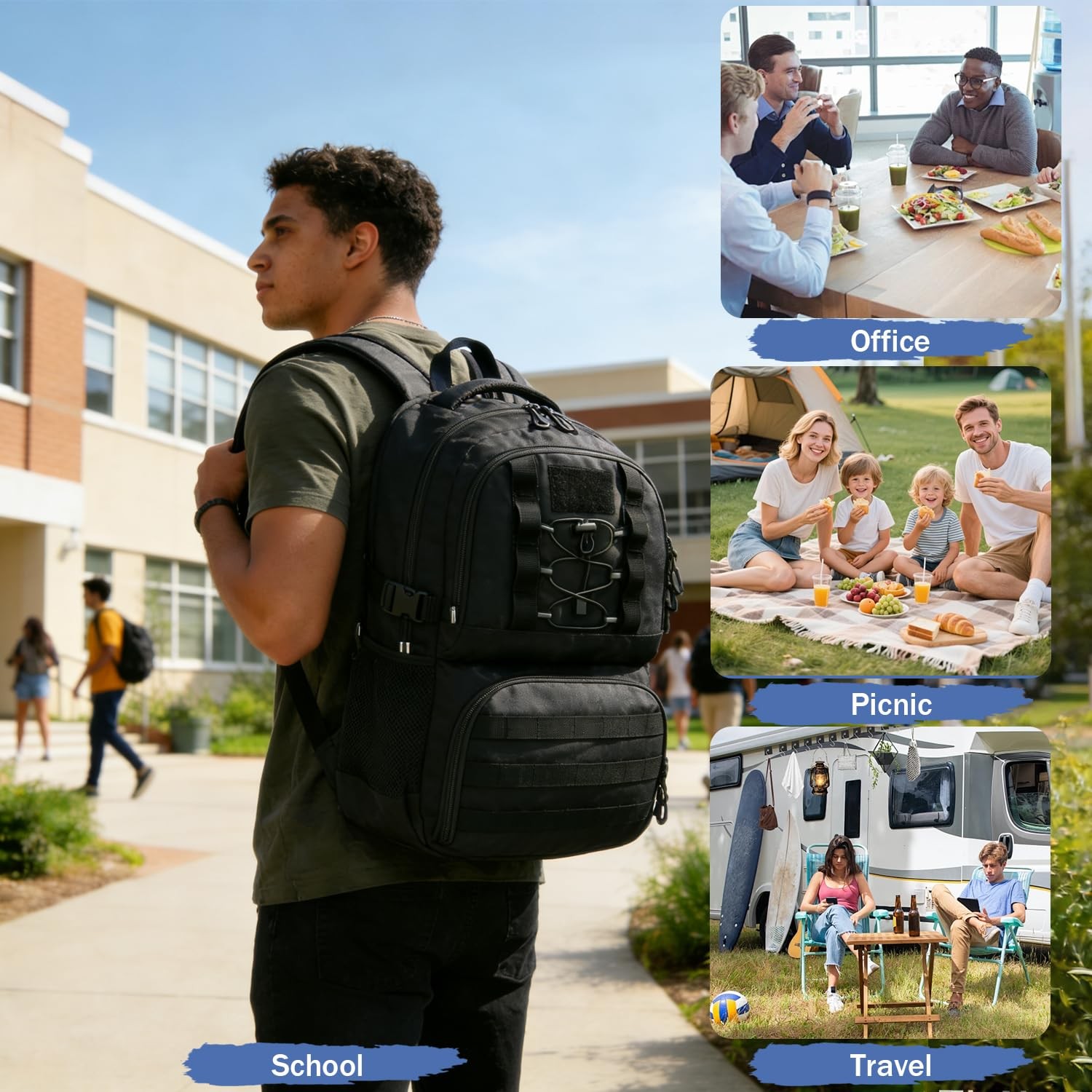Laptop Lunch Backpack 40L with USB Port, RFID Cooler – Insulated Work Backpack