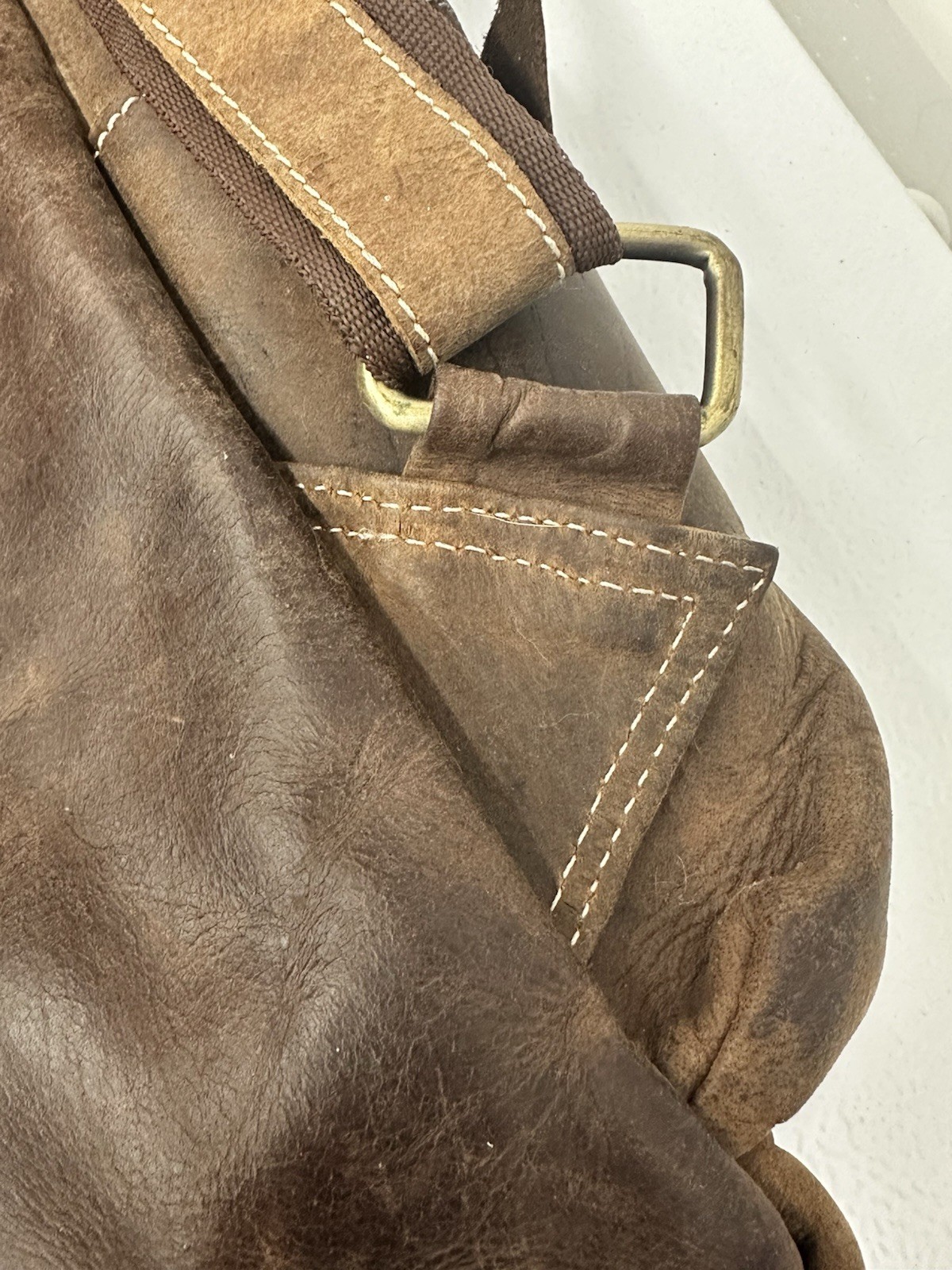Sam’s Buffalo 18″ DISTRESSED VINTAGE LEATHER BACKPACK – Handmade, Needs Repair