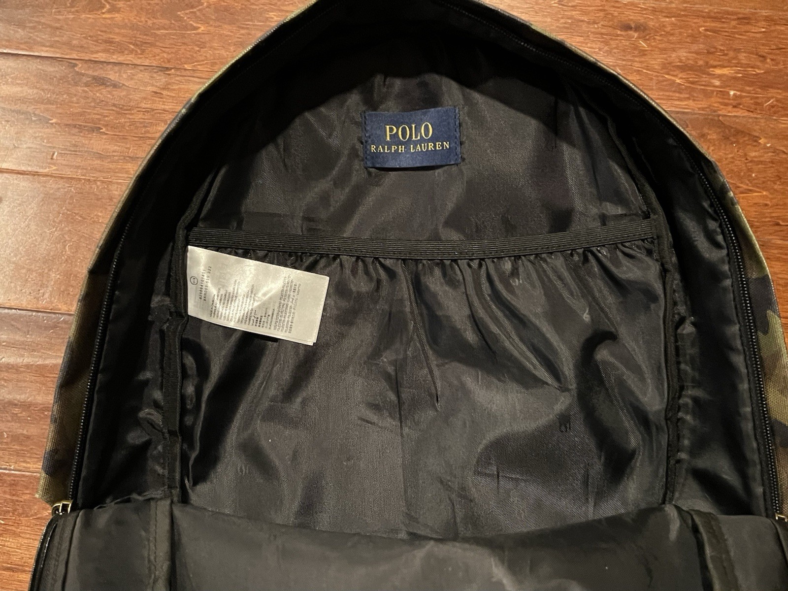 Polo Ralph Lauren Green Black Orange Big Pony Zip Pocket Camo Computer Backpack