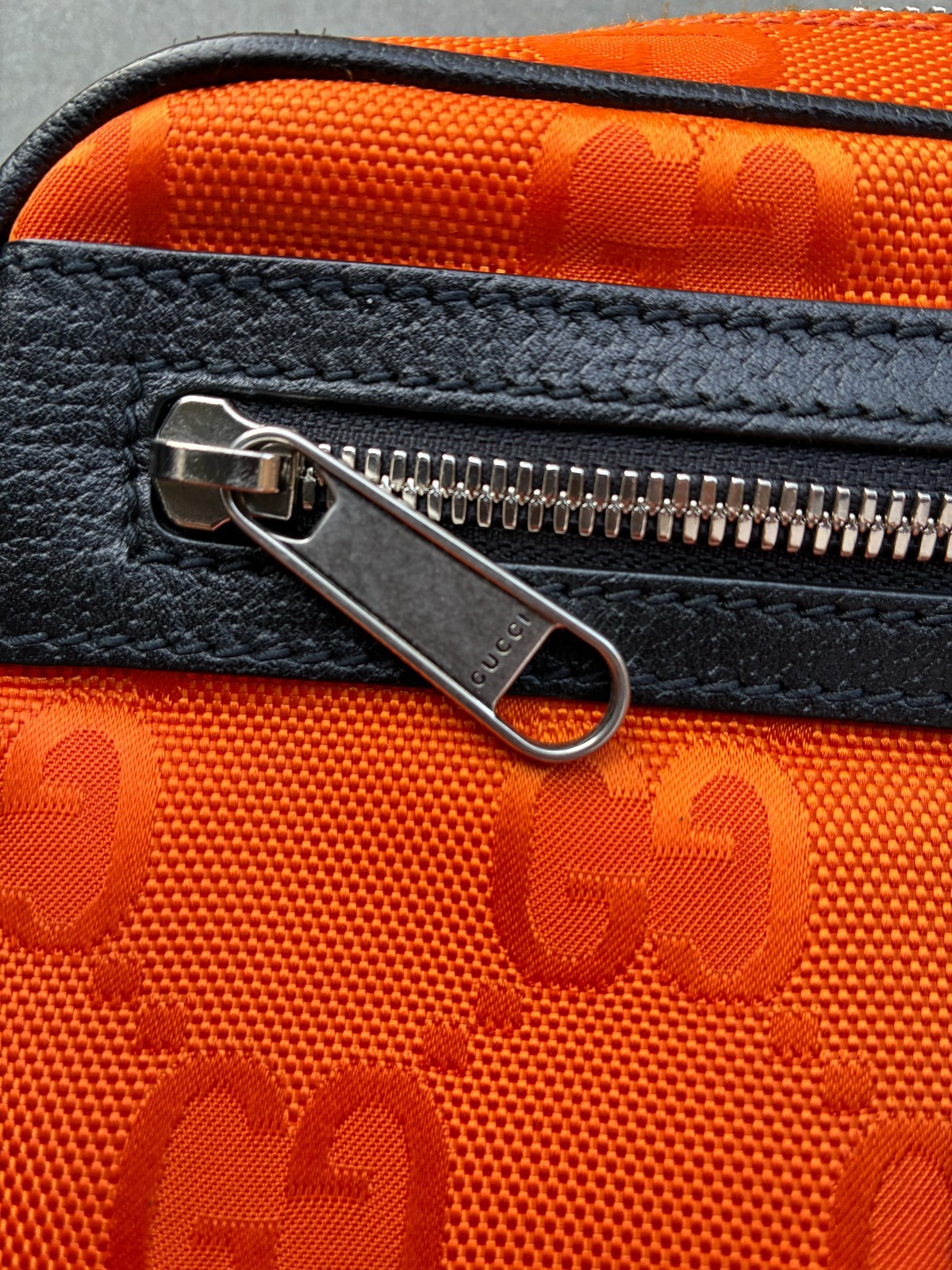 Authentic Gucci Off The Grid GG Monogram ECONYL Belt Bag Orange Black Fanny Pack