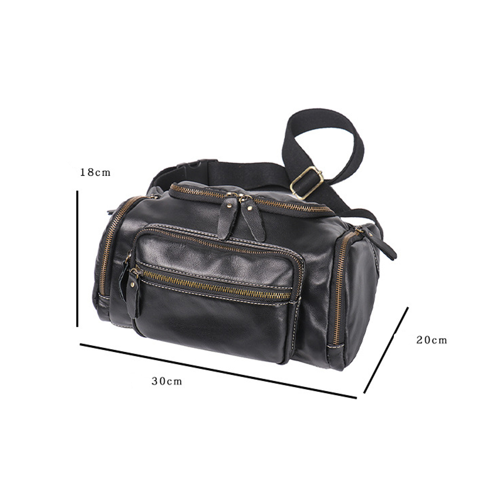 Men’s Leather Shoulder Bag Multi-Pocket Crossbody Messenger Bag
